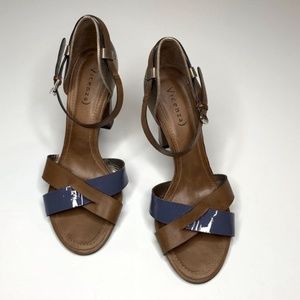 Anthropologie Vicenza Leather Stacked Heel Sandal